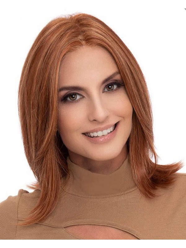 Human Hair Wigs Lace Front Straight Wigs Shoulder Length Auburn Wigs