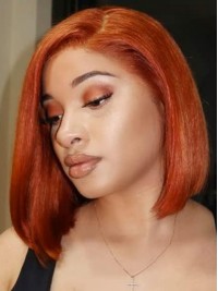 Ginger Human Hair Lace Front Bob Wigs