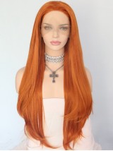 Long Natural Halloween Lace Front Ginger Human Hair