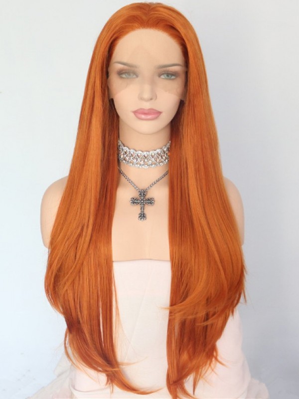 Long Natural Halloween Lace Front Ginger Human Hair