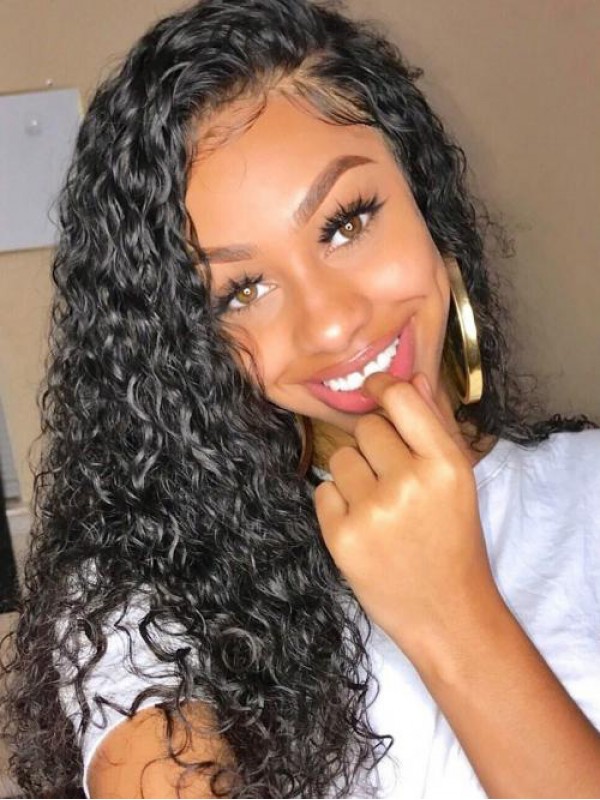 Long Human Hair Wet And Curly 360 Lace Wig 22Inches