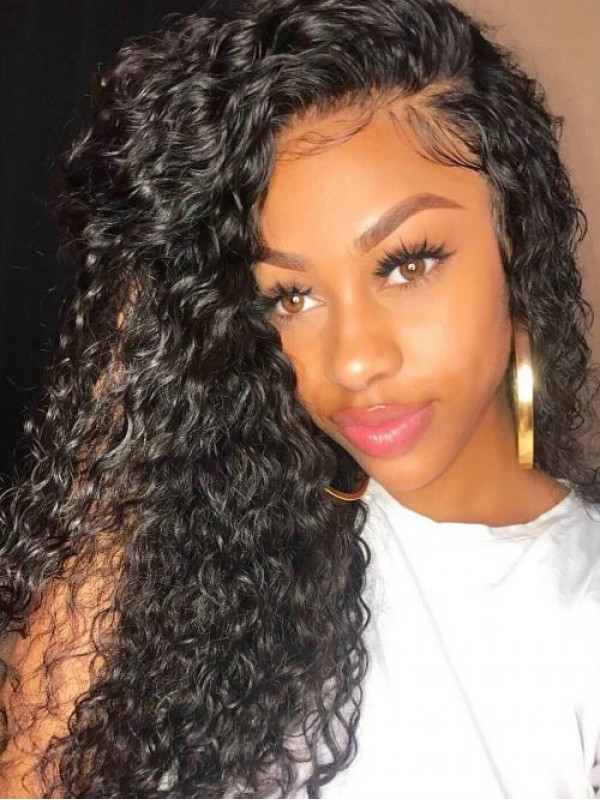 Long Human Hair Wet And Curly 360 Lace Wig 22Inches