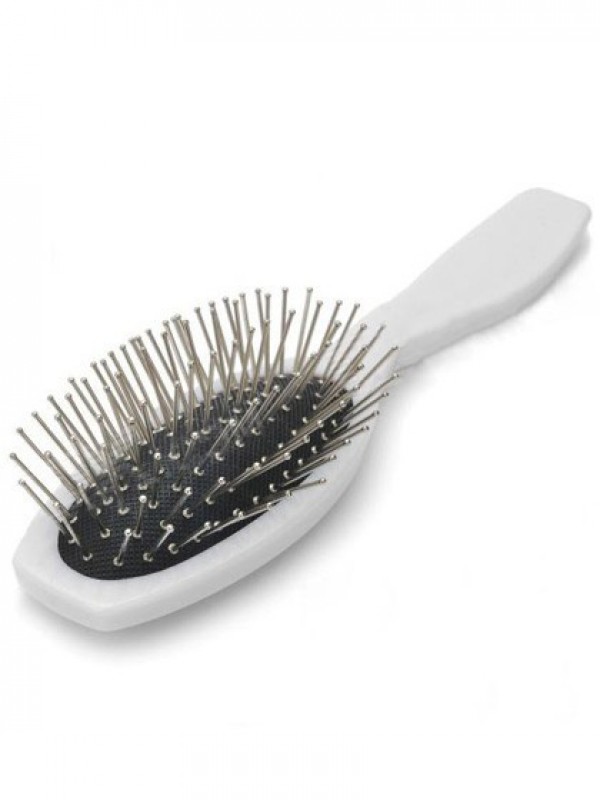 White Silver Massage Flat Brush