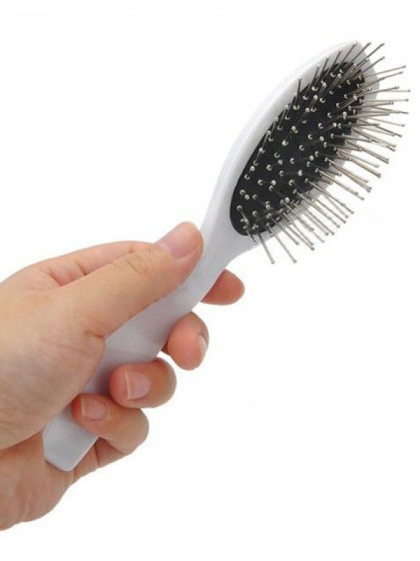 White Silver Massage Flat Brush