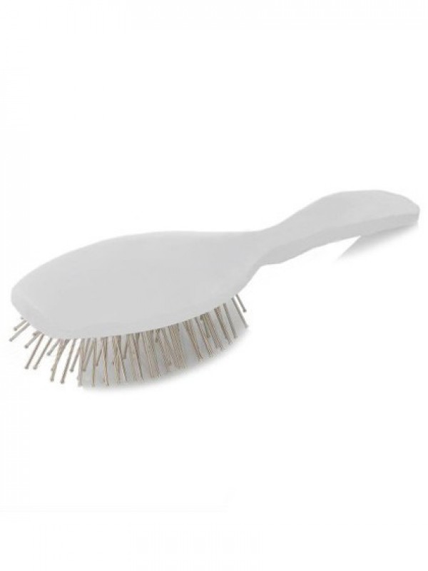 White Silver Massage Flat Brush