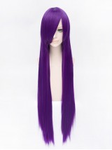 Purple Long Straight Synthetic Capless Cosplay Wigs With Bangs 46 Inches