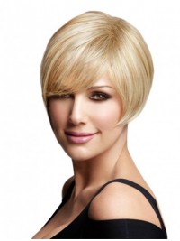 Easy Blonde Straight Chin Length Remy Human Lace Wigs