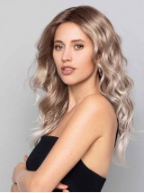 Blonde Wavy Synthetic Wig Without Bangs 16" Capless Wigs