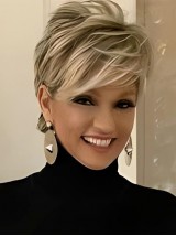 Pixie Layered Short Blonde Mixed Brown Synthetic Wigs