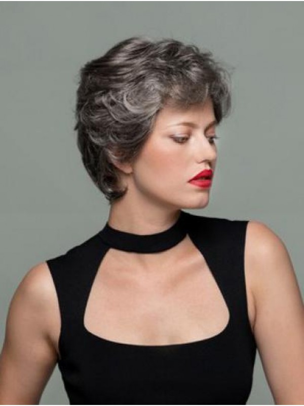 Boycuts 6" Short Capless Synthetic Grey Wigs