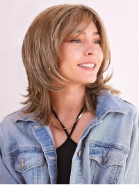 Straight 12" Layered Capless Synthetic Women Wigs