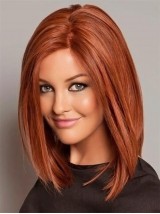 Shoulder Length Bob Straight Ginger Red Wigs