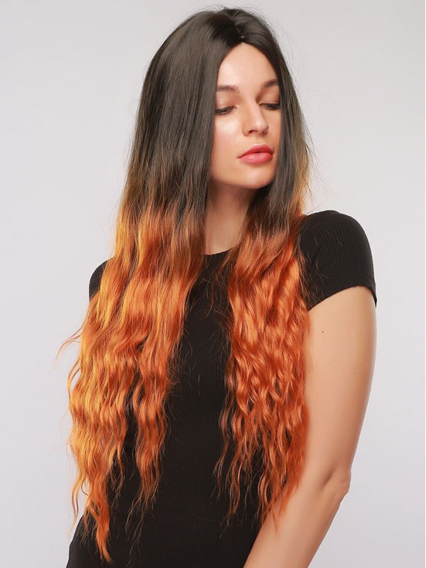 Middle Parting 26" Ombre Natural Water Wave Synthetic Wigs