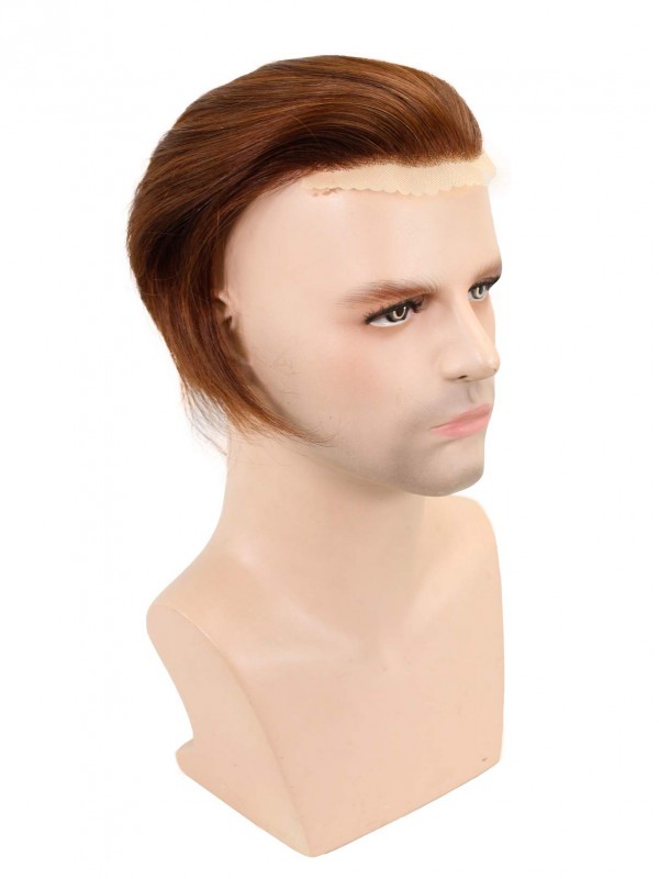 Brown Short Straight Human Hair Men Toupee Mtoup201104