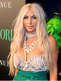 Lace Front 24" Wavy Blonde Long Remy Human Hair Kim Kardashian Wigs