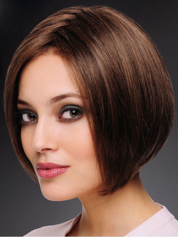 100% Hand-tied 10" Trendy Brown Bobs Human Hair Wigs