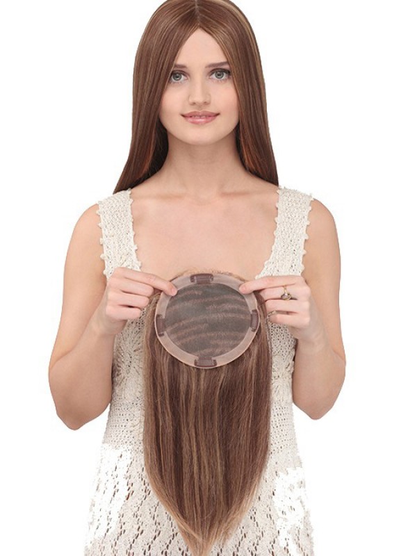 7"x6" Sexy Long Brown Human Hair Top Piece
