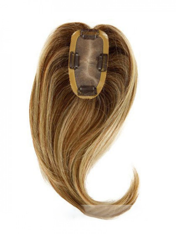 5"x2.75" Wavy Brown Remy Human Hair Mono Hair Pieces