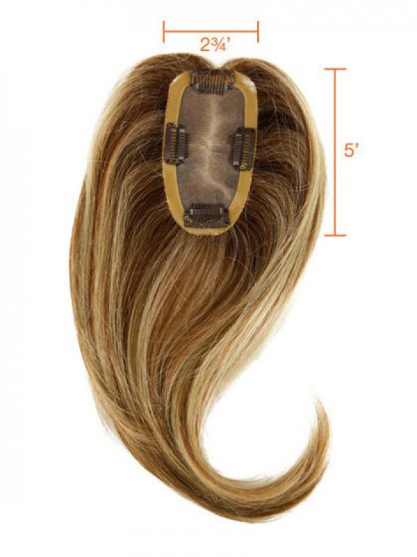 5"x2.75" Fashionable Wavy Auburn Remy Human Hair Mono Hair Pieces