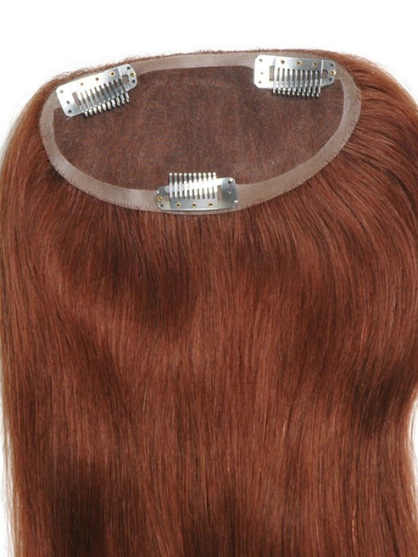 6"x3" Long Red Human Hair Hairpiece For Ladies