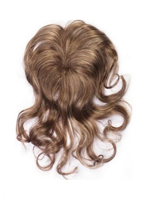 6.5"x6" Sexy Wavy Brown Human Hair Capless Hair Pieces