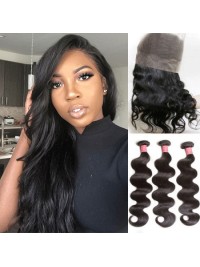 Body Wave Virgin Hair 3 Bundles With 360 Lace Frontal Closure Nadula Wavy Human Hair Weave