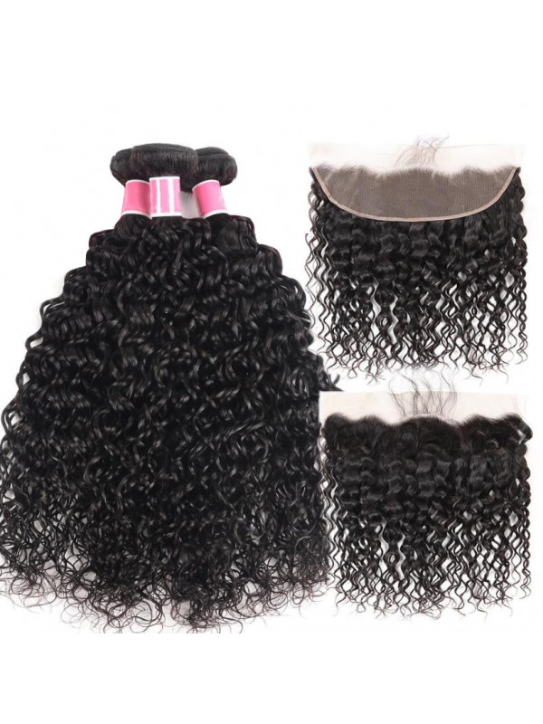 3pcs Natural Wave with 13*4 Lace Frontal Indian Hair