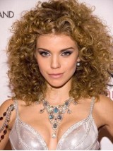 Light Brown Curly Capless Human Remy Hair Wigs 16 Inches