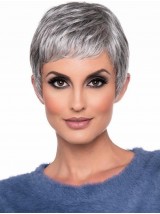 Grey Pixie Cut Straight Wigs