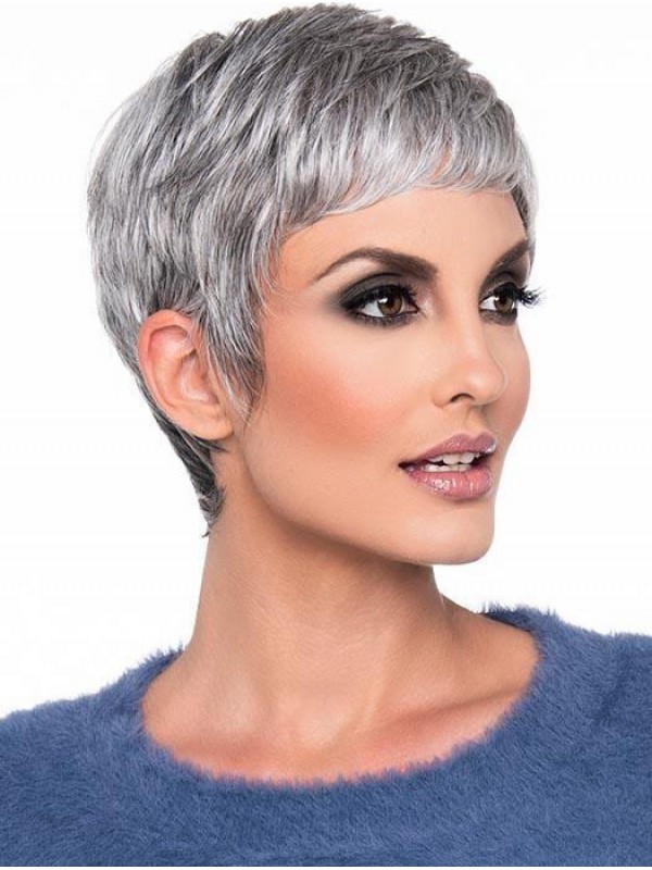 Grey Pixie Cut Straight Wigs