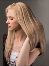 Smooth Blonde Long Straight Lace Front Human Hair Wigs 20 Inches