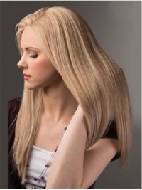 Smooth Blonde Long Straight Lace Front Human Hair Wigs 20 Inches