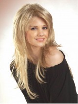 Layered Blonde Long Straight Lace Front Remy Human Hair Wigs 18 Inches