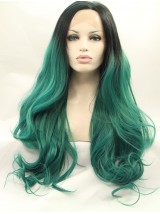 Long Ombre Lace Front Wavy Synthetic Wigs