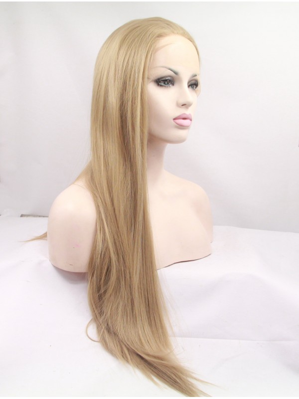 30" Blonde Lace Front Layered Straight Synthetic Wigs