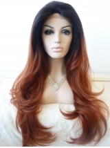 28" Layered Wavy Ombre Lace Front Synthetic Wigs