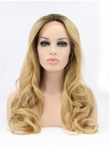 30" Curly Blonde Layered Synthetic Lace Front Wigs