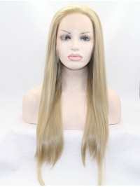 24" Wavy Blonde  Lace Front Synthetic Wigs