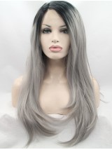 26" Straight Ombre Layered Lace Front Synthetic Wigs