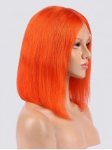Fashion Medium Straight Orange Bob Lace Front Human Hair Wigs