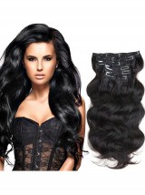 Full Head Clip In Hair Extensions Body Wave Human Hair Weft
