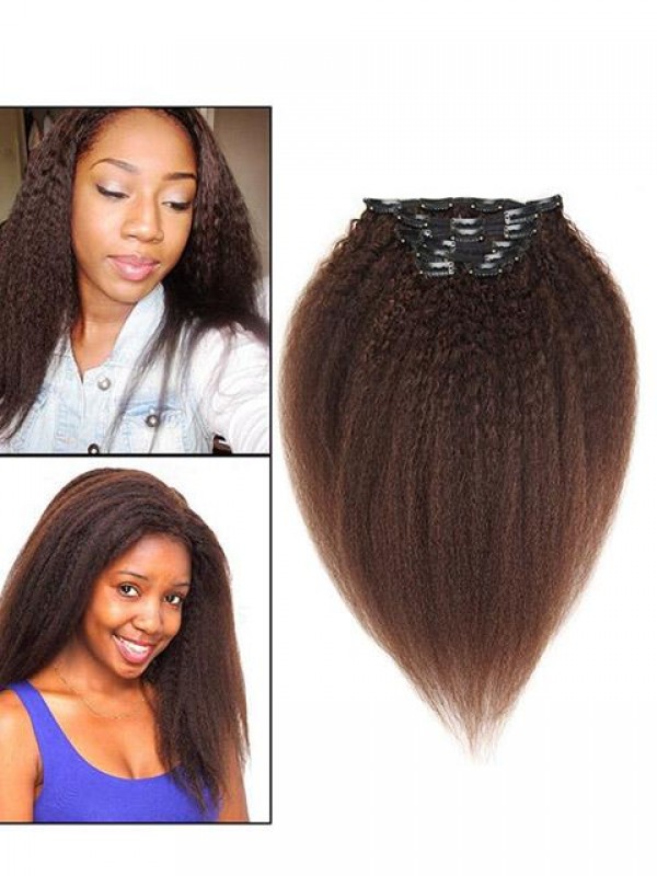 Kinky Yaki Straight Clip In Human Hair Extensions