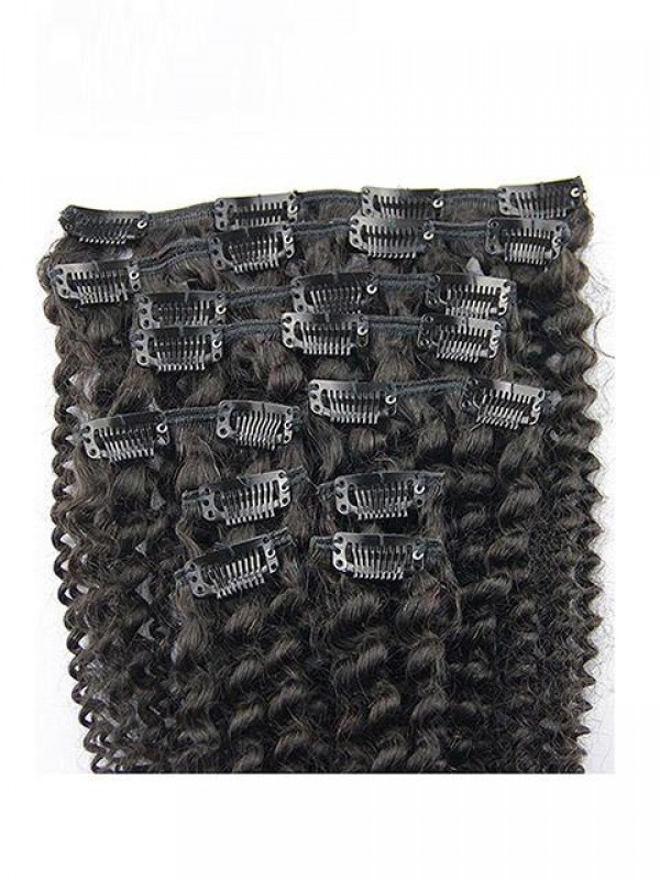 Afro Kinky Curly Full Head Clip In Human Hair Extensions