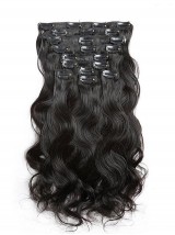 Jet Black Grade Brazilian Virgin Body Wave Clip In Hair Extensions