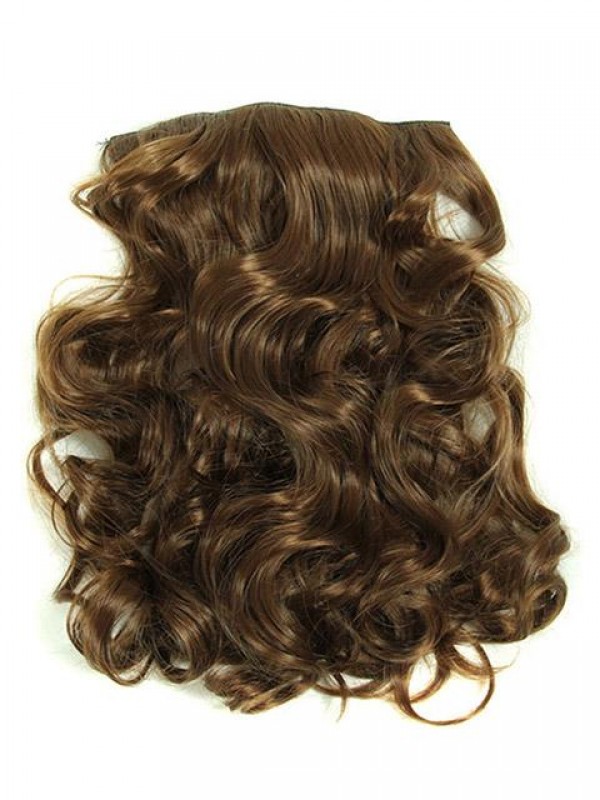 7 Pcs Light Brown Wavy Clip In Synthetic Hair Extensions