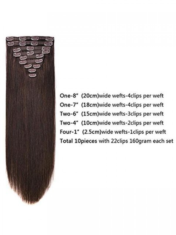 For Long Hair Full Head Dark Brown Color Synthetic Hair Extensions