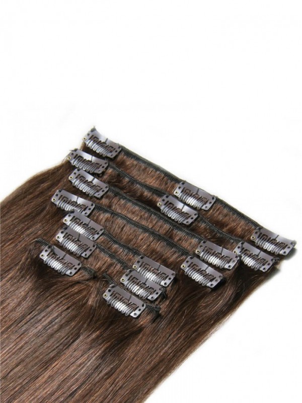 Medium Brown Hair Extensions Clip In Hair 8Pcs/set