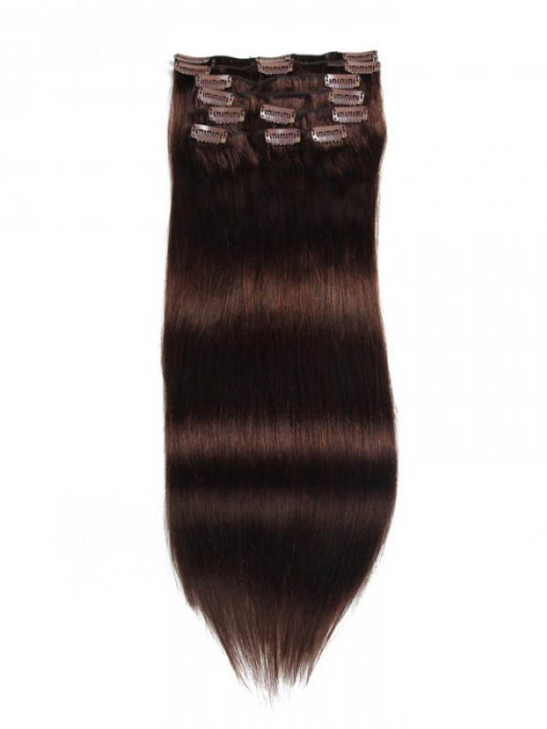 Dark Brown Clip In Hair Extensions Virgin Hair 8Pcs/set