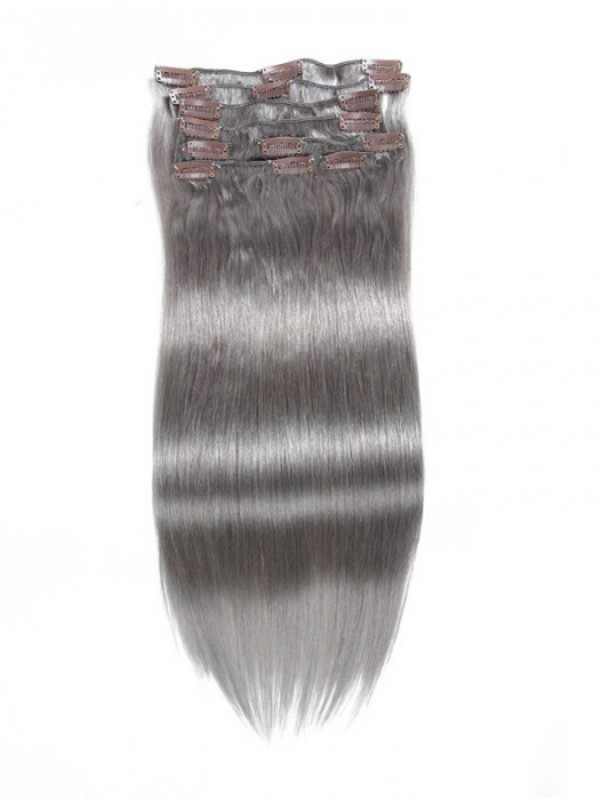 100g Grey Clip In Hair Extensions Cheap Extensions 8Pcs/set