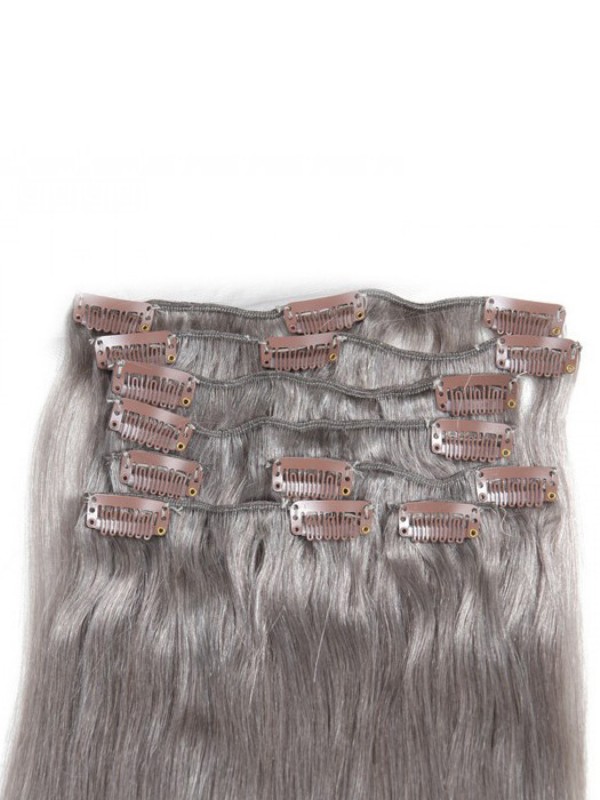 100g Grey Clip In Hair Extensions Cheap Extensions 8Pcs/set